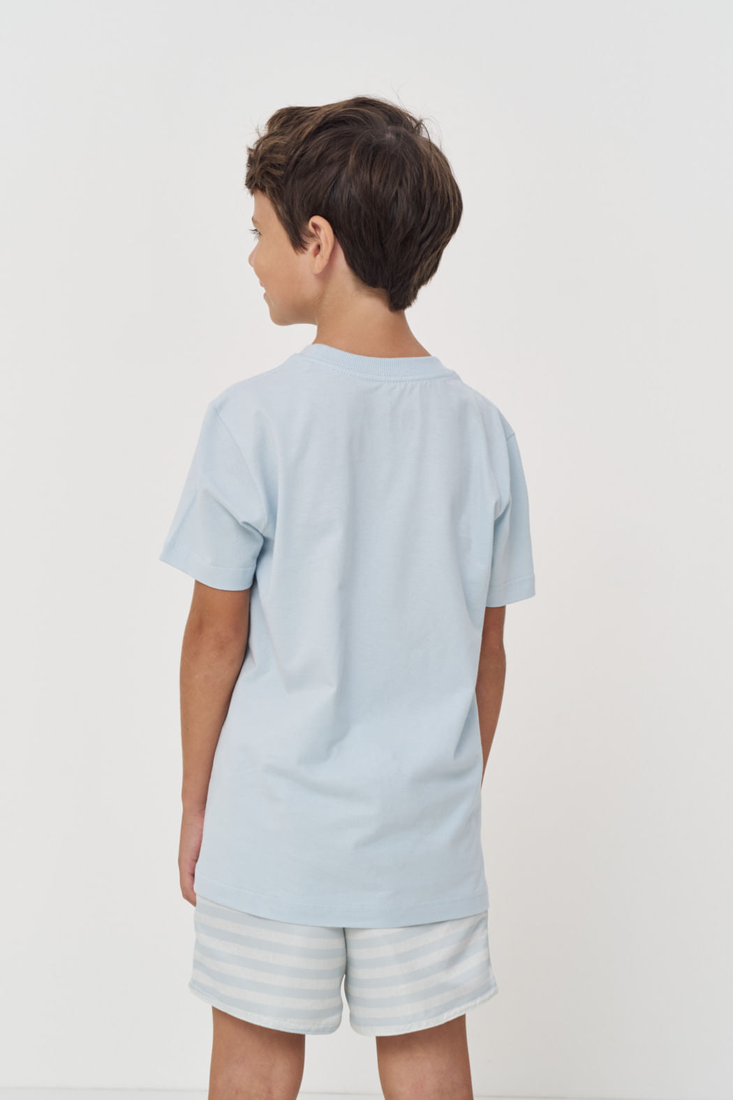 Camiseta Casual Lobo Menino Acostamento Next Azul Maresia