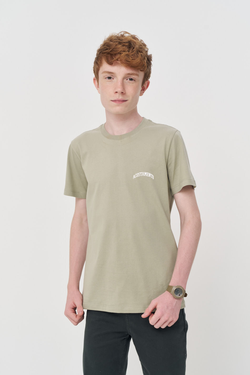 Camiseta Classic Estampada Menino Acostamento Next Verde Salvia