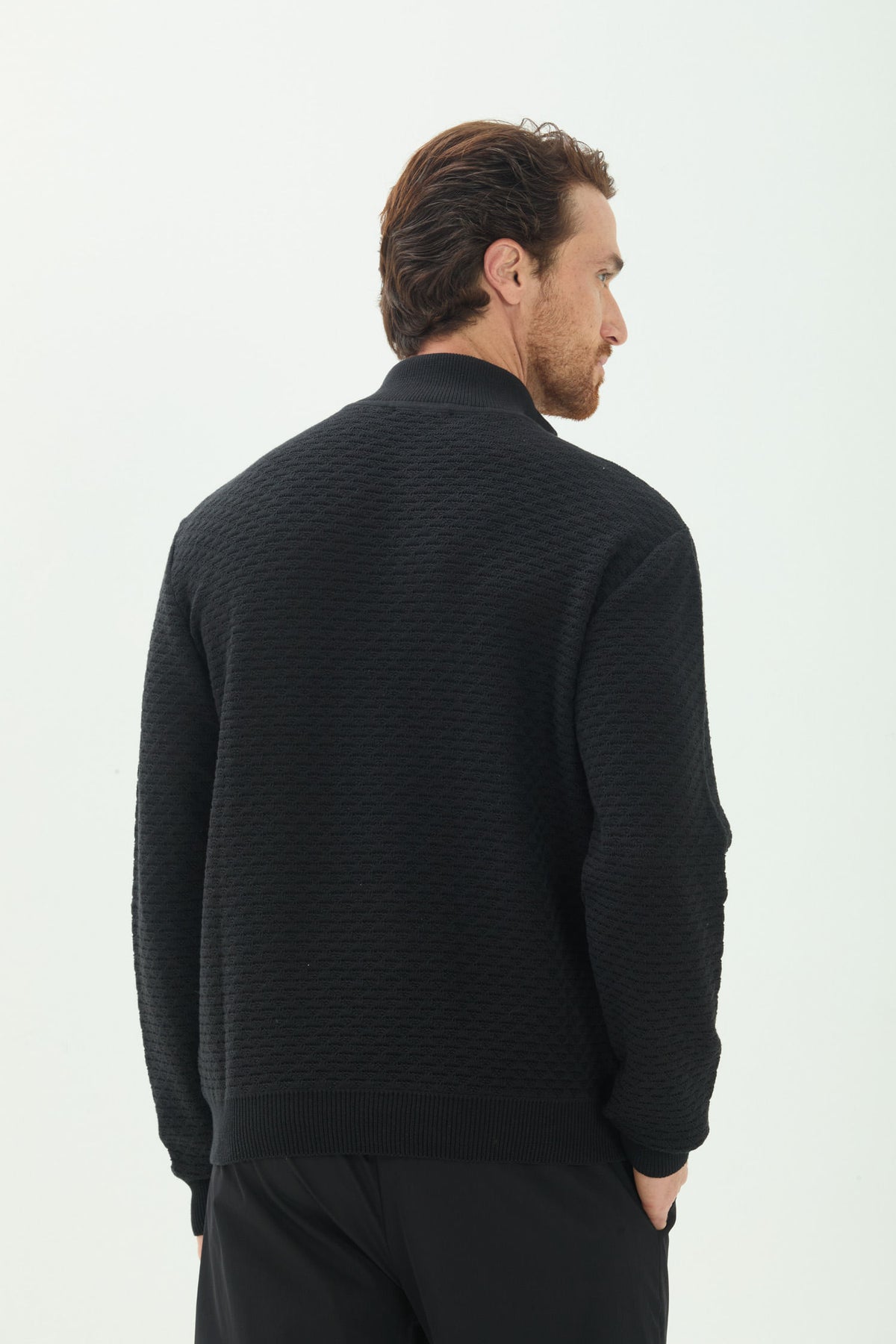 Suéter Scrivania Tricot Gola Alta Masculina Acostamento Preto