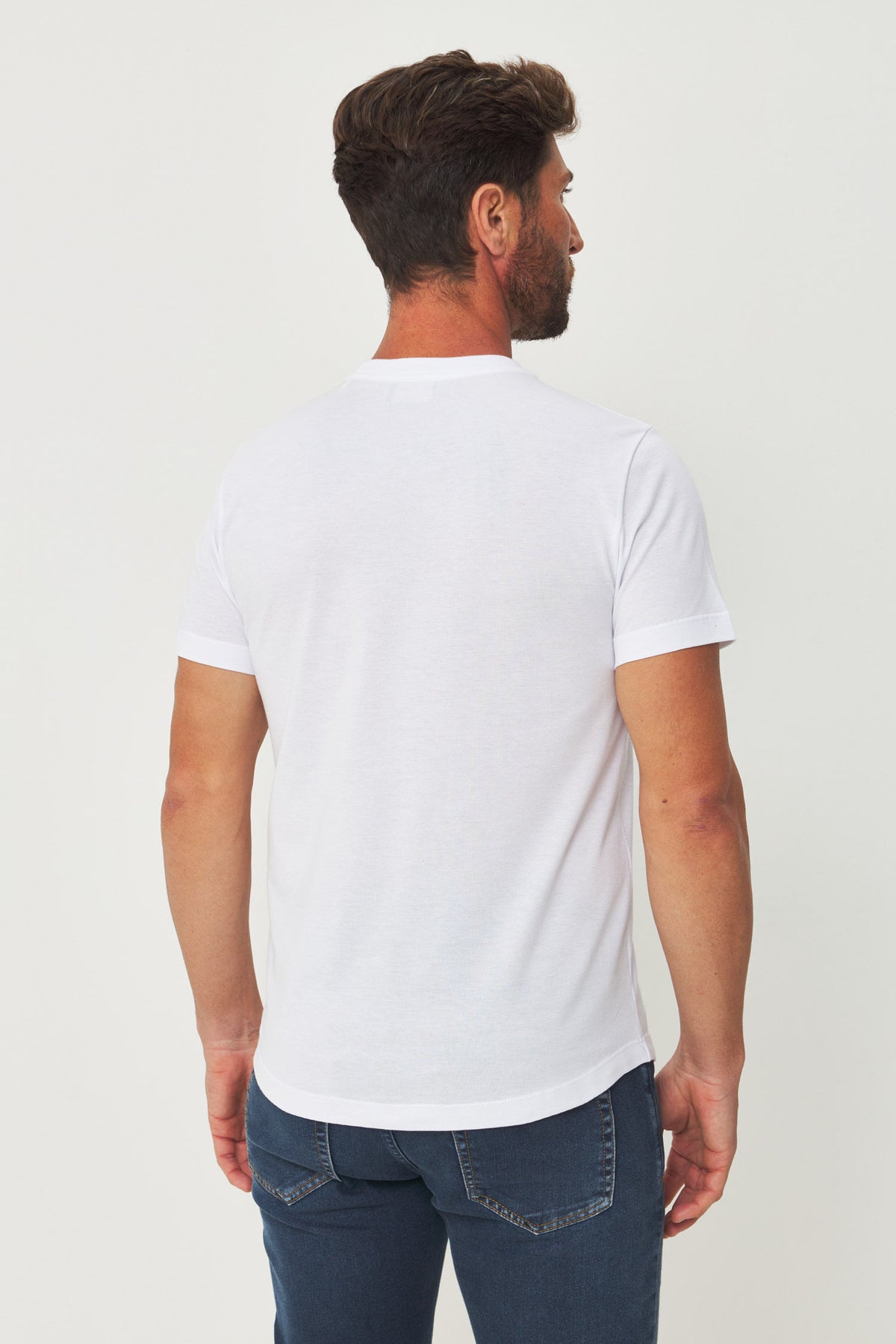 Camiseta Elastano Casual Minimal Masculina Acostamento Branco