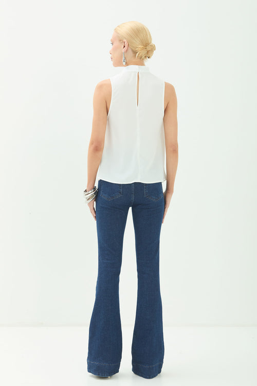 Blusa Gola Alta com Degagê ACT Feminino Off White
