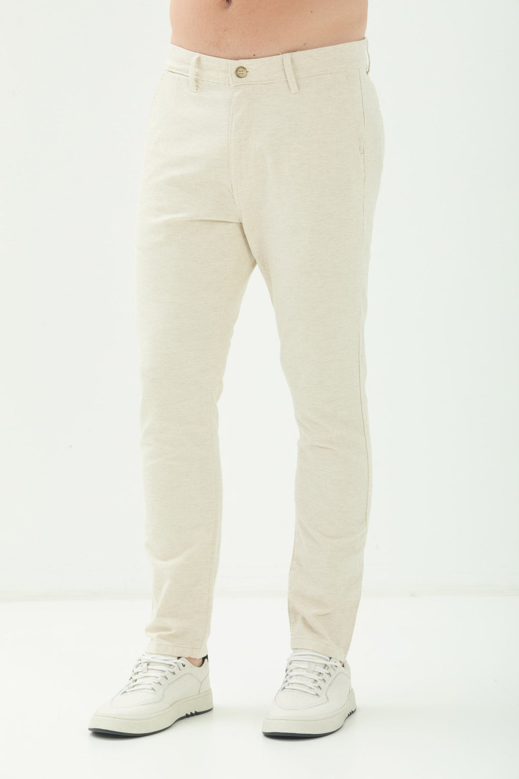 Calça Casual Com Linho Masculina Acostamento Natural