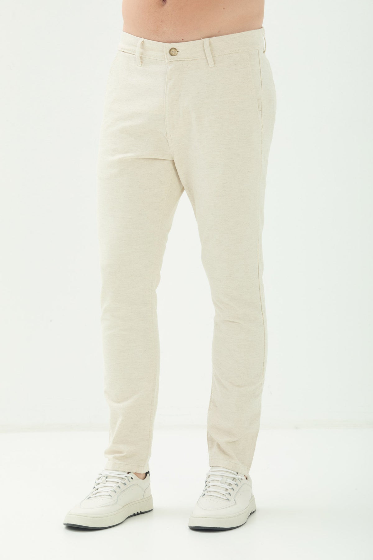 Calça Casual Com Linho Masculina Acostamento Natural