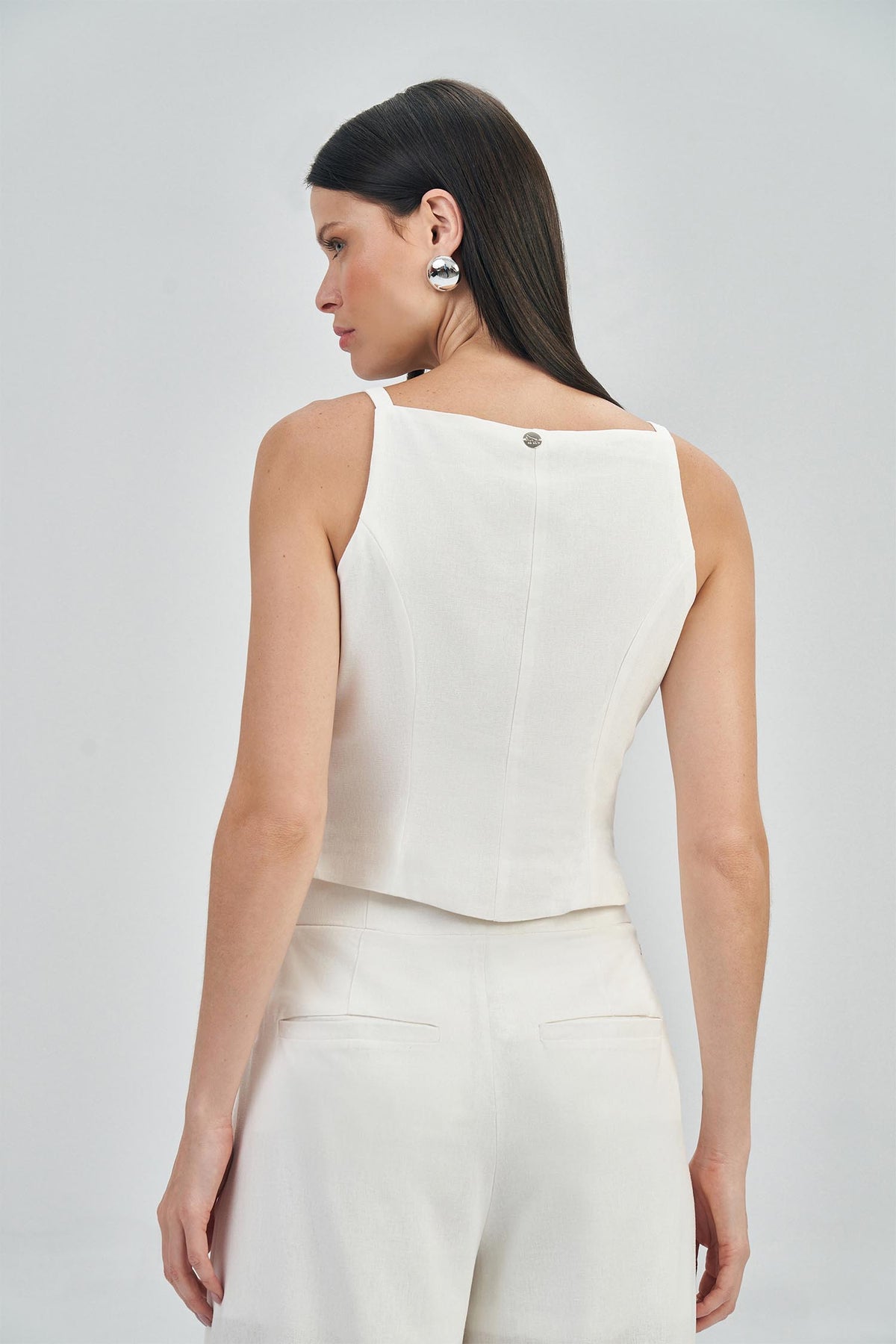Colete Linho Feminino Acostamento Preto