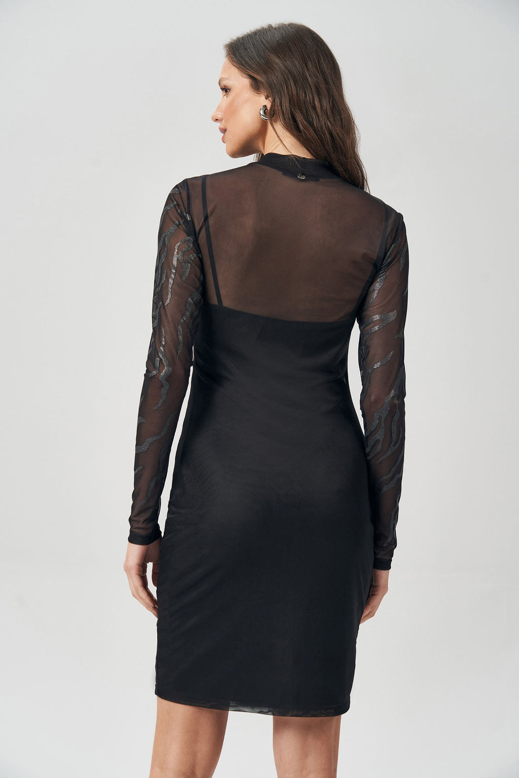 Vestido Tule Zebra Glitter Feminino Acostamento Preto