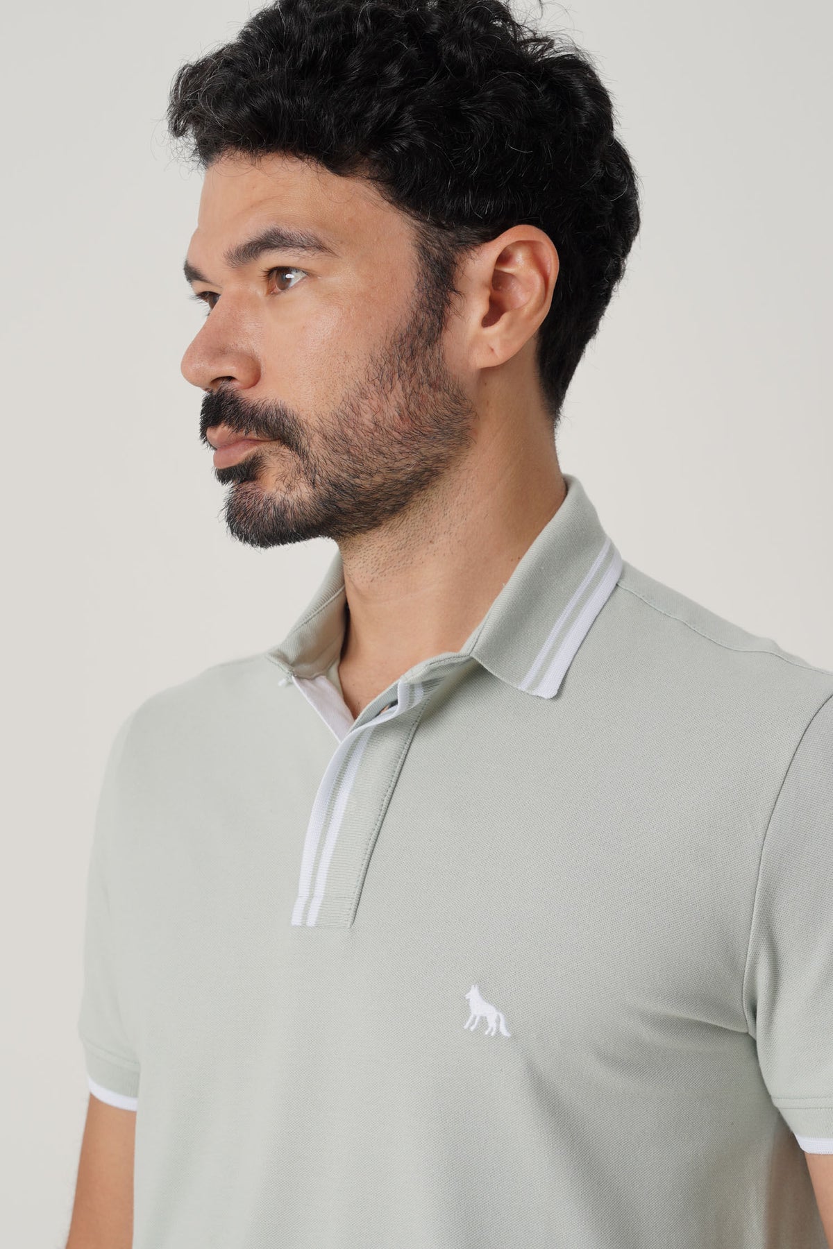 Polo Gola Contrastante Masculina Acostamento Verde Cidreira