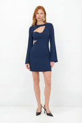 Vestido Curto Elegante Com Recorte ACT Feminino Royal Blue