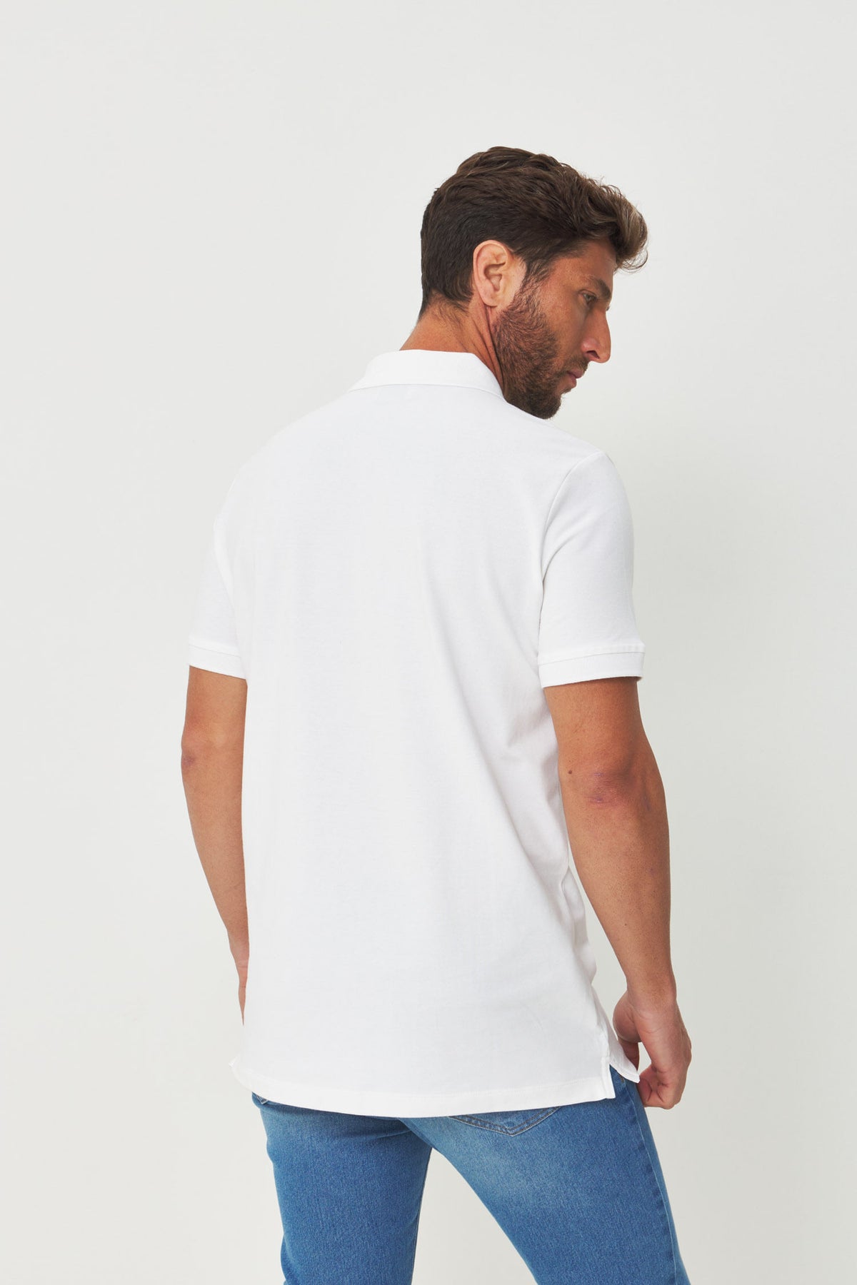 Polo Casual Basic Masculina Acostamento Off White