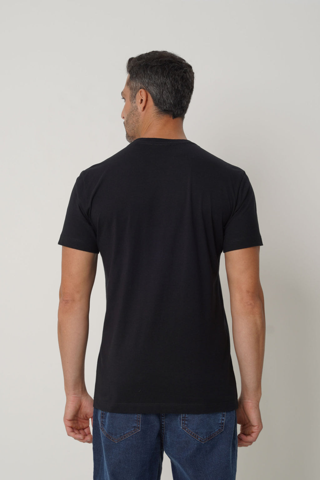 Camiseta Manga Curta Casual Masculina Acostamento Preto