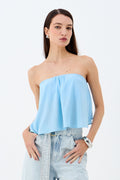Blusa Assimétrica Sem Alça  ACT Feminino Clear Blue