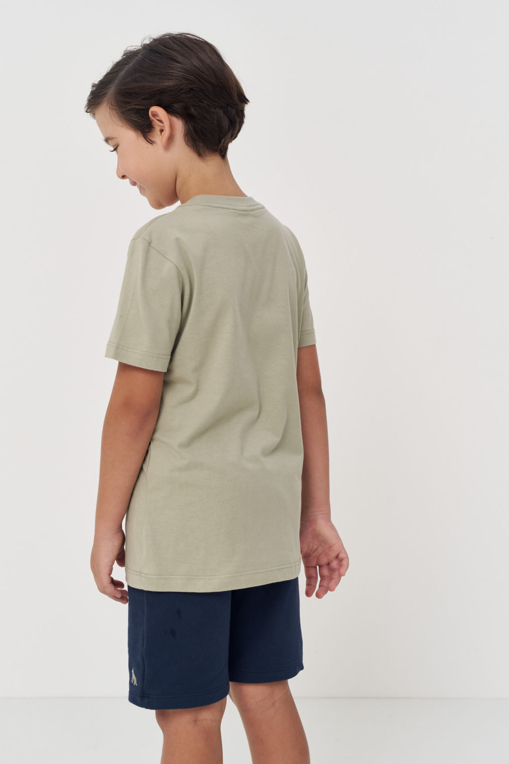 Camiseta Basic Manga Curta Menino Acostamento Nex Verde Salvia