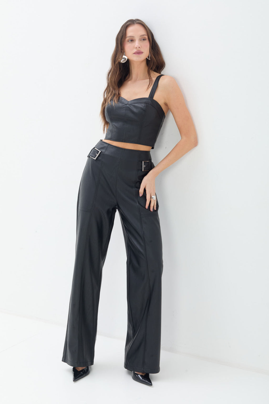 Calça PU Com Fivelas ACT Feminino Preto
