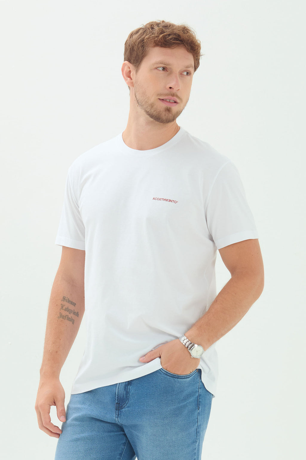 Camiseta Estampa DNA Masculino Acostamento Branco
