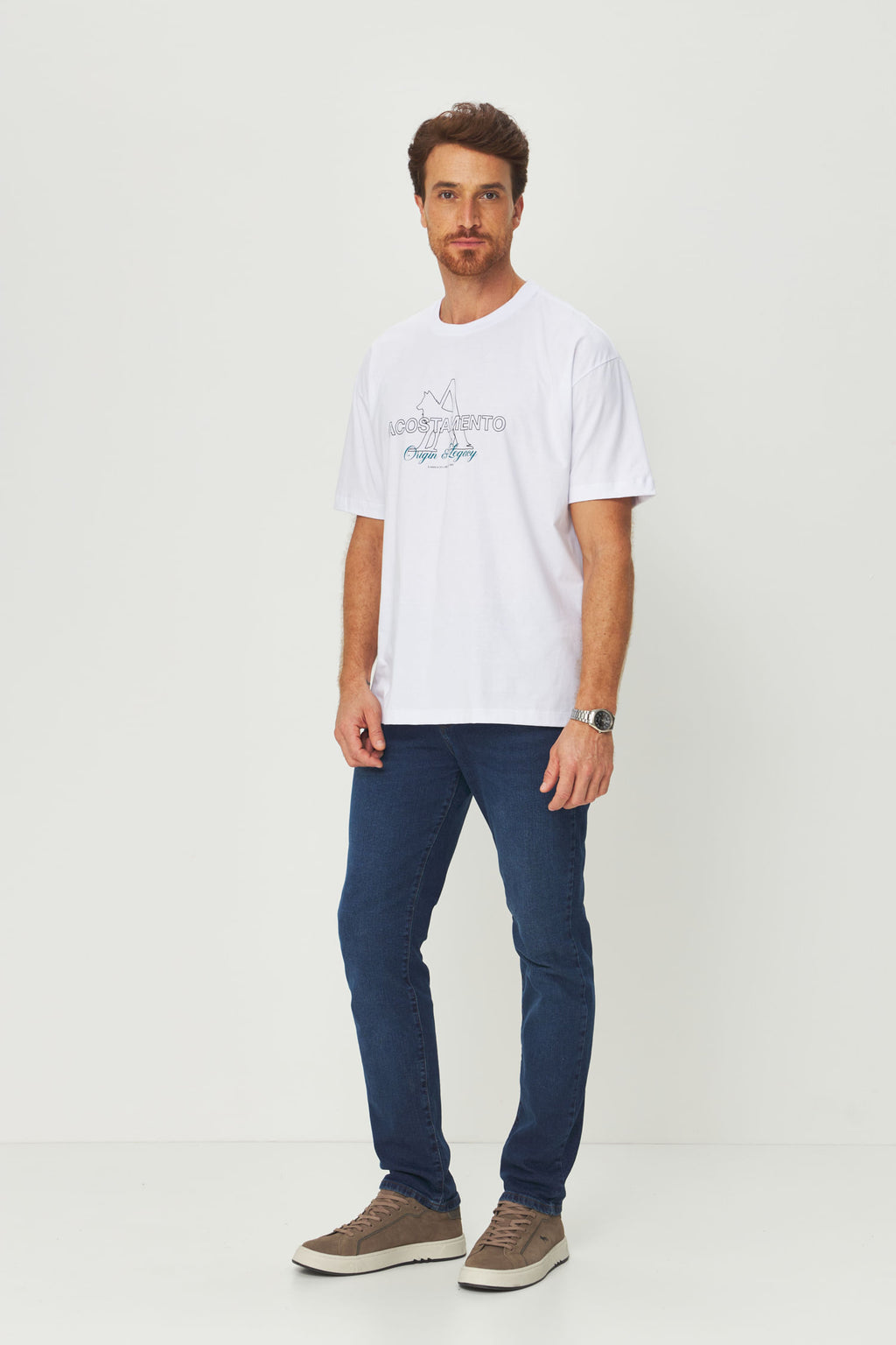 Camiseta Big Shirt Masculina Acostamento Branco