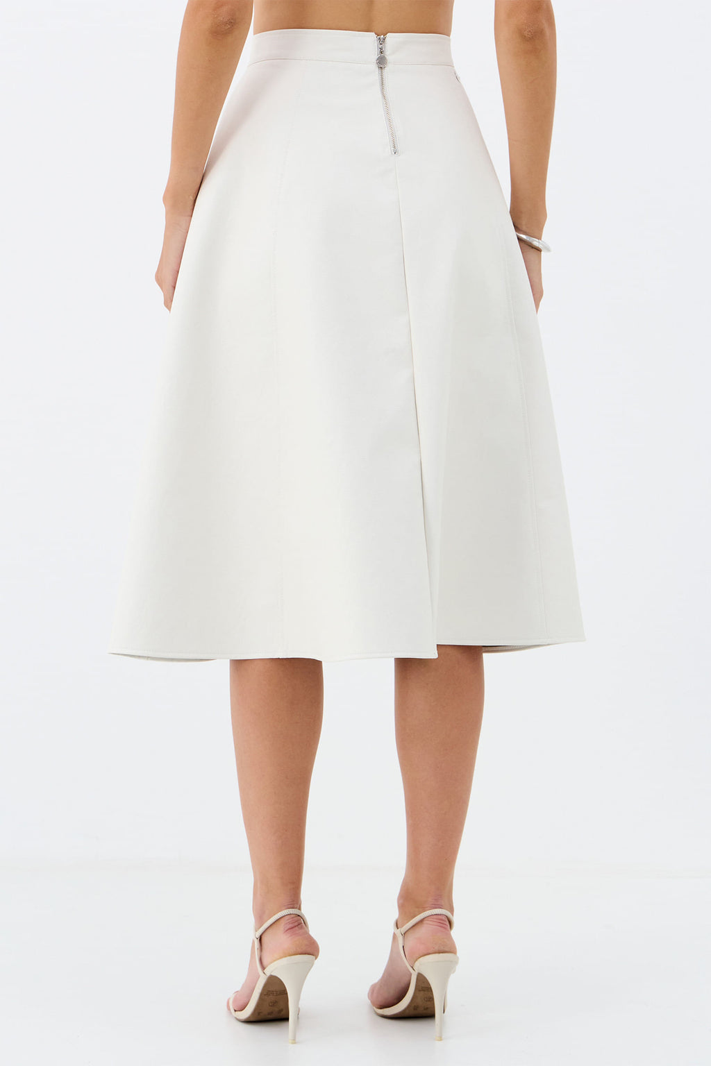 Saia Midi PU ACT Feminino Off White