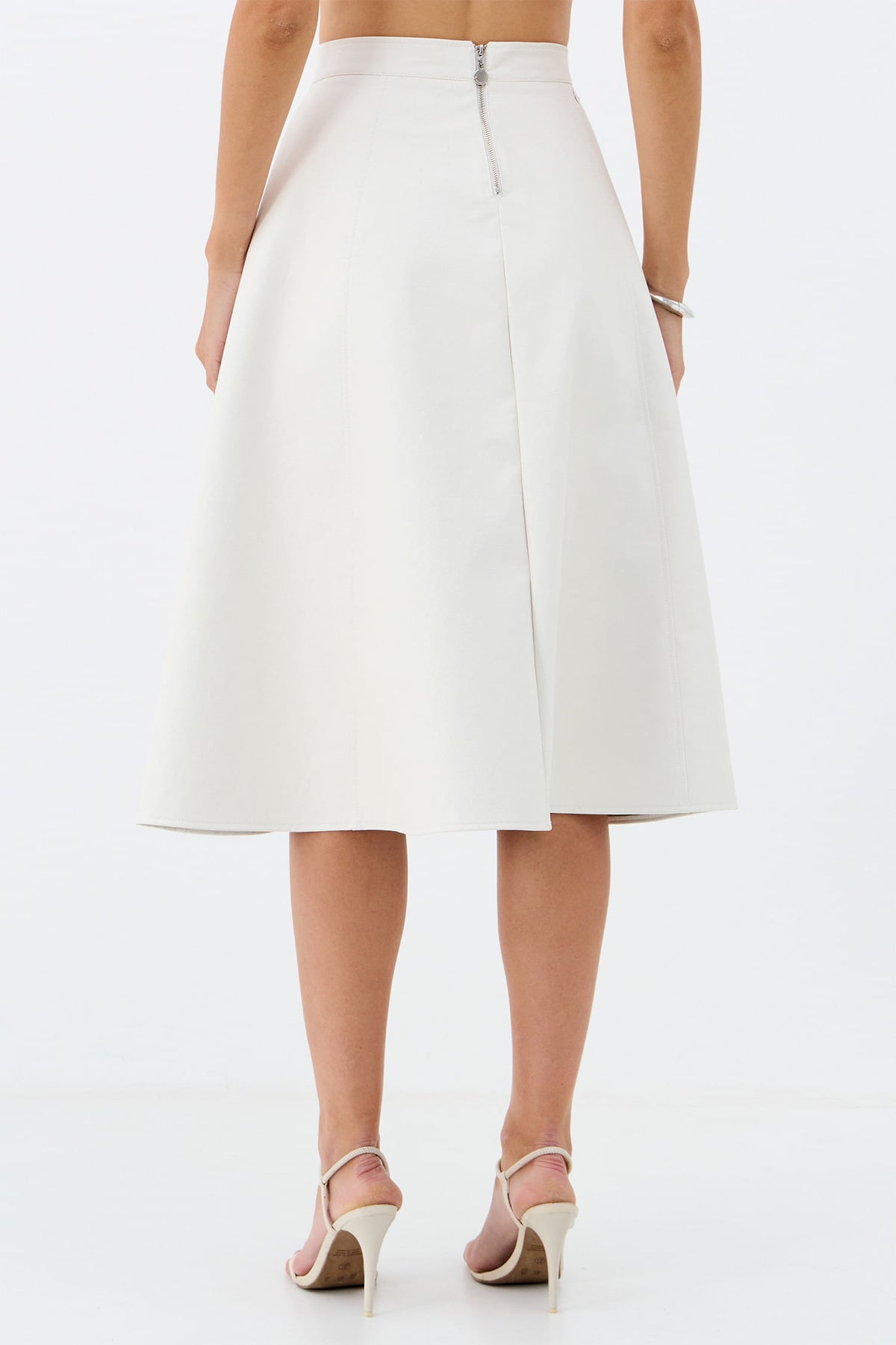Saia Midi PU ACT Feminino Off White
