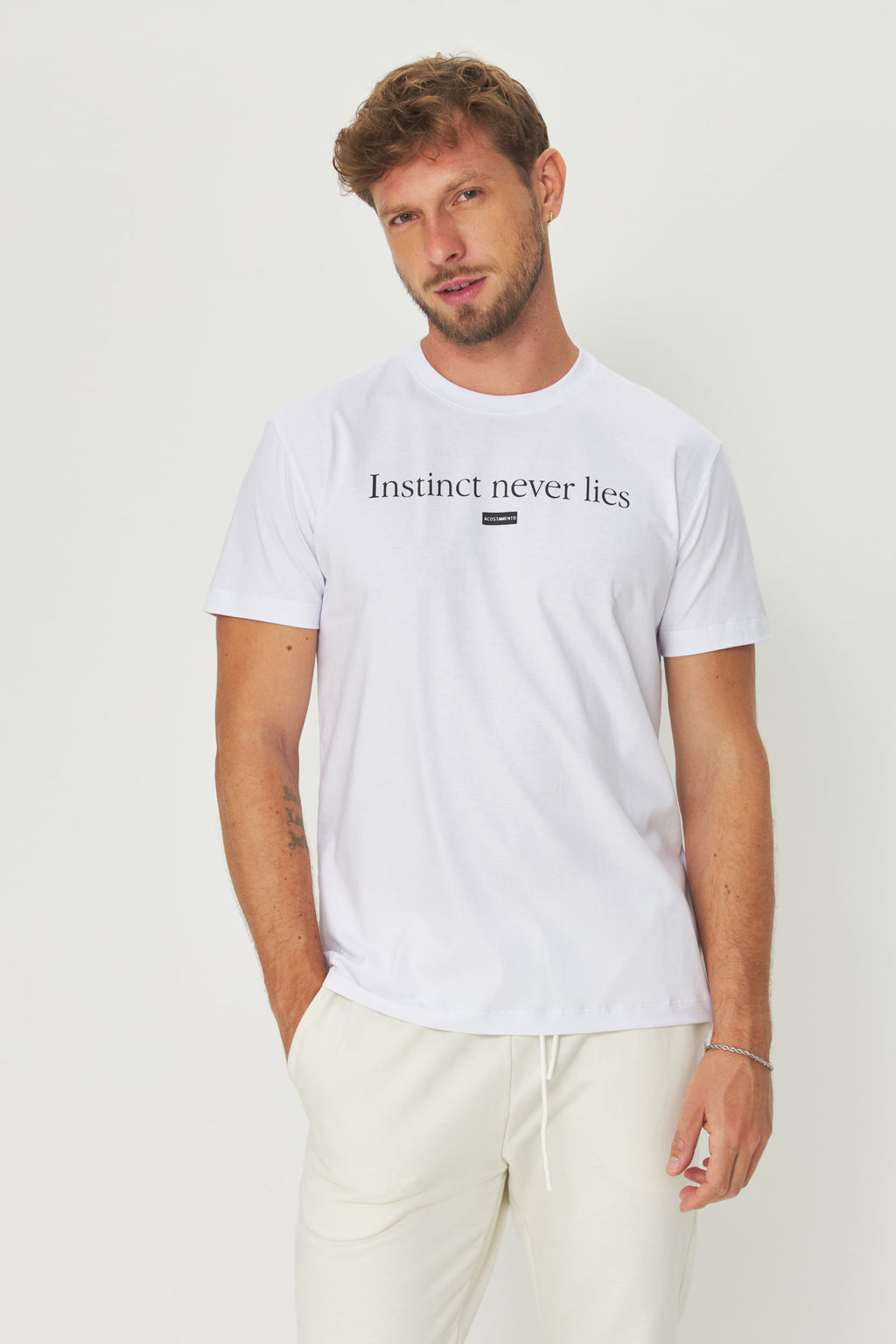 Camiseta Manga Curta Masculina Acostamento Branco