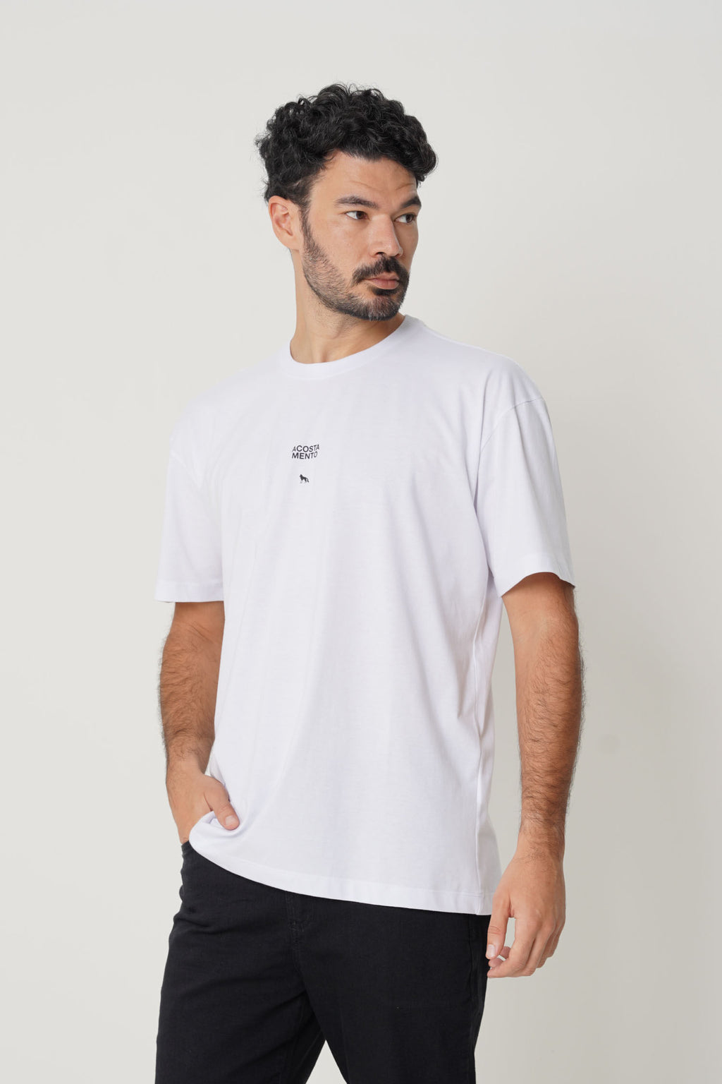 Camiseta Big Shirt Estampa Costas Masculina Acostamento Branco
