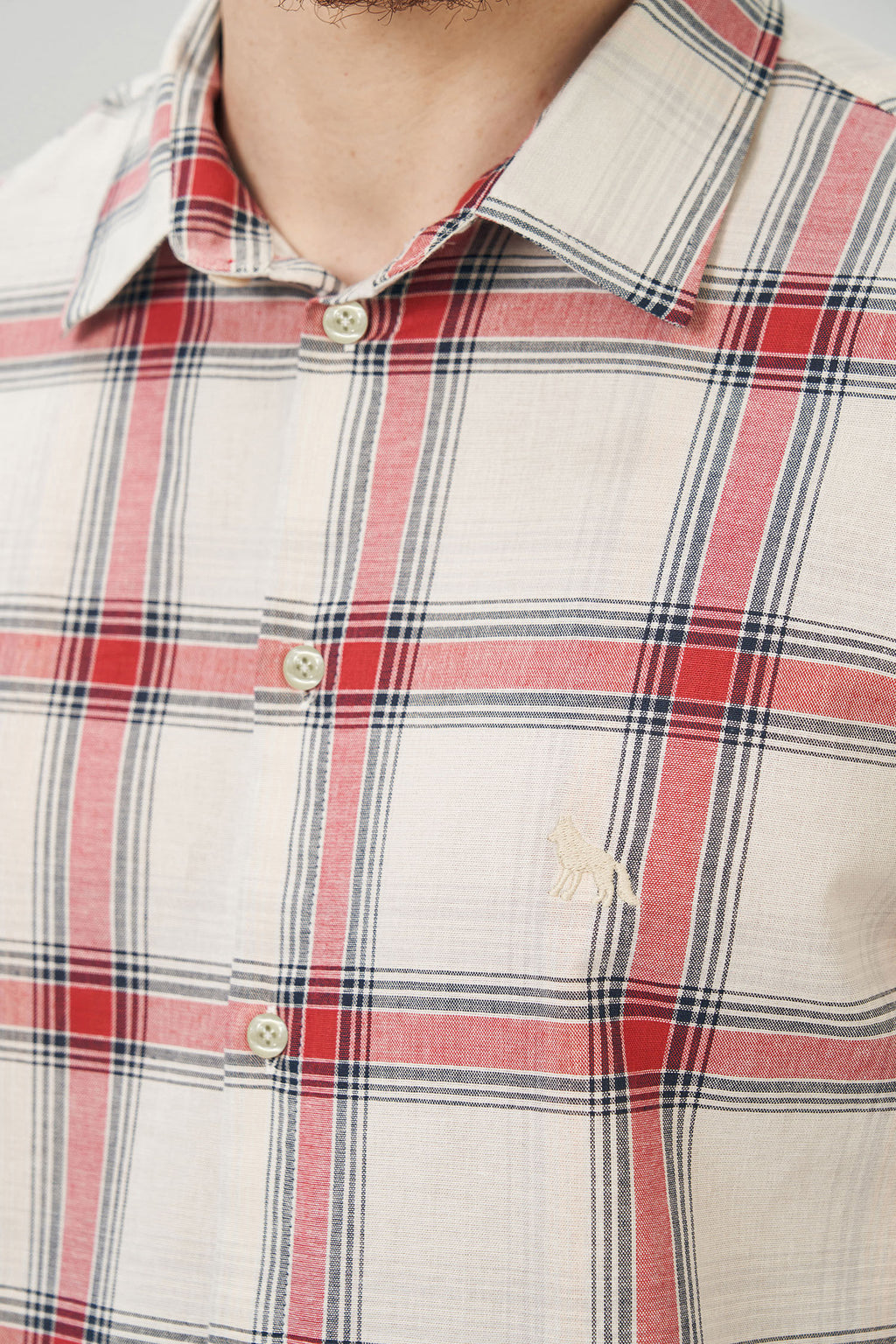 Camisa Manga Longa Xadrez Mascro Masculina Acostamento Off C/ Vermelho E Azul