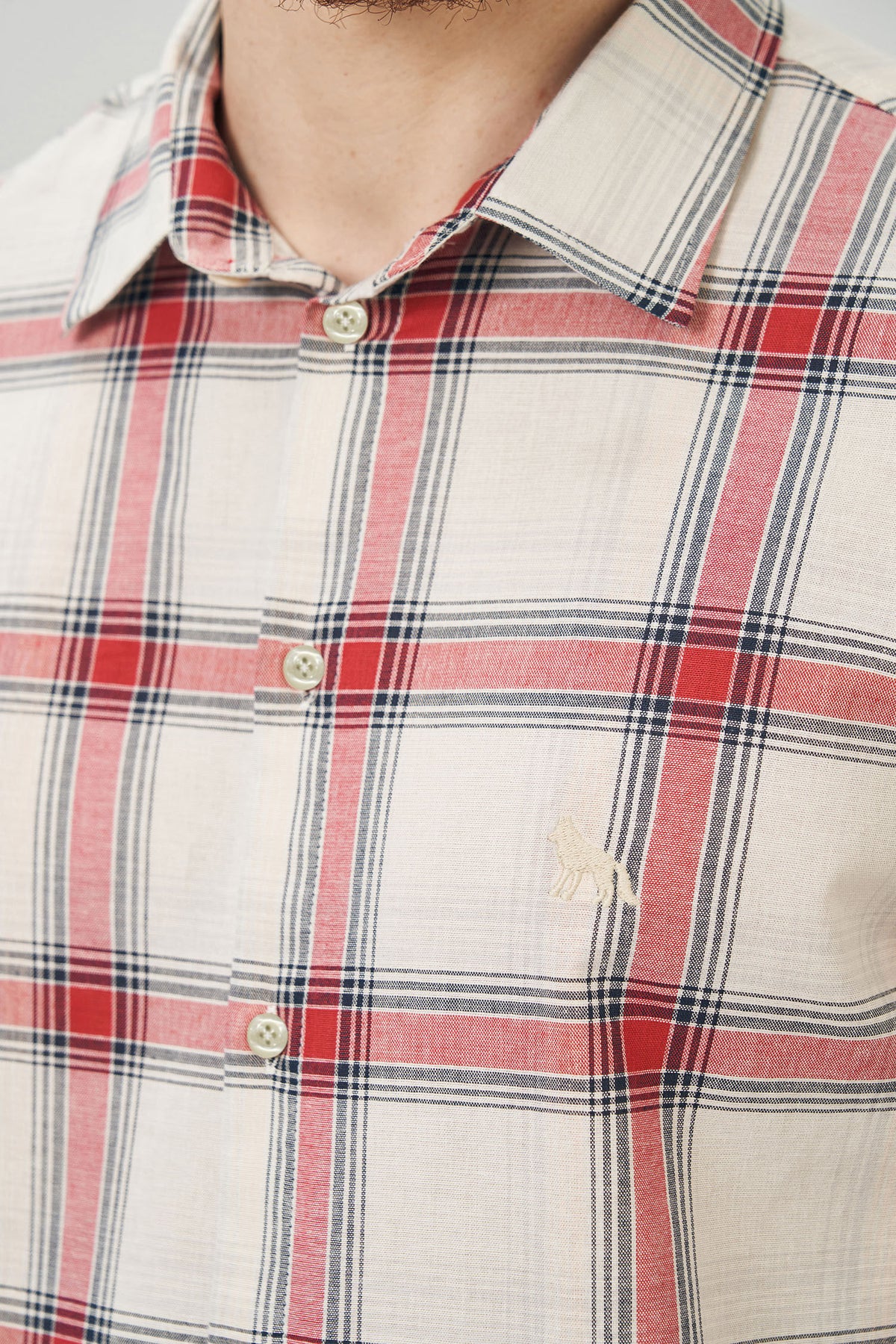 Camisa Manga Longa Xadrez Mascro Masculina Acostamento Off C/ Vermelho E Azul