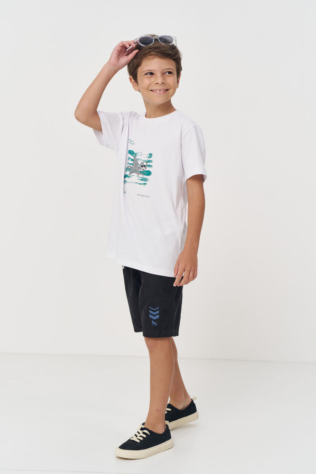 Camiseta Com Estampa Frontal Menino Acostamento Next Branco