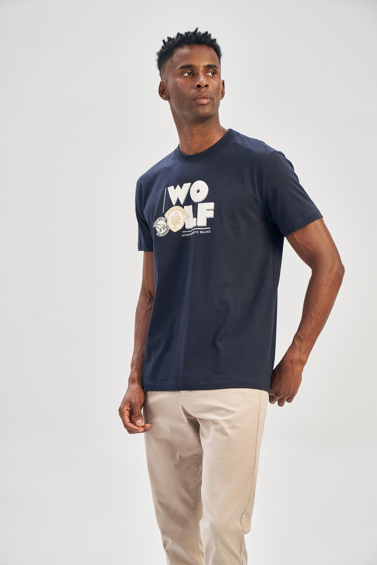 Camiseta Wolf Shield Masculina Acostamento Marinho