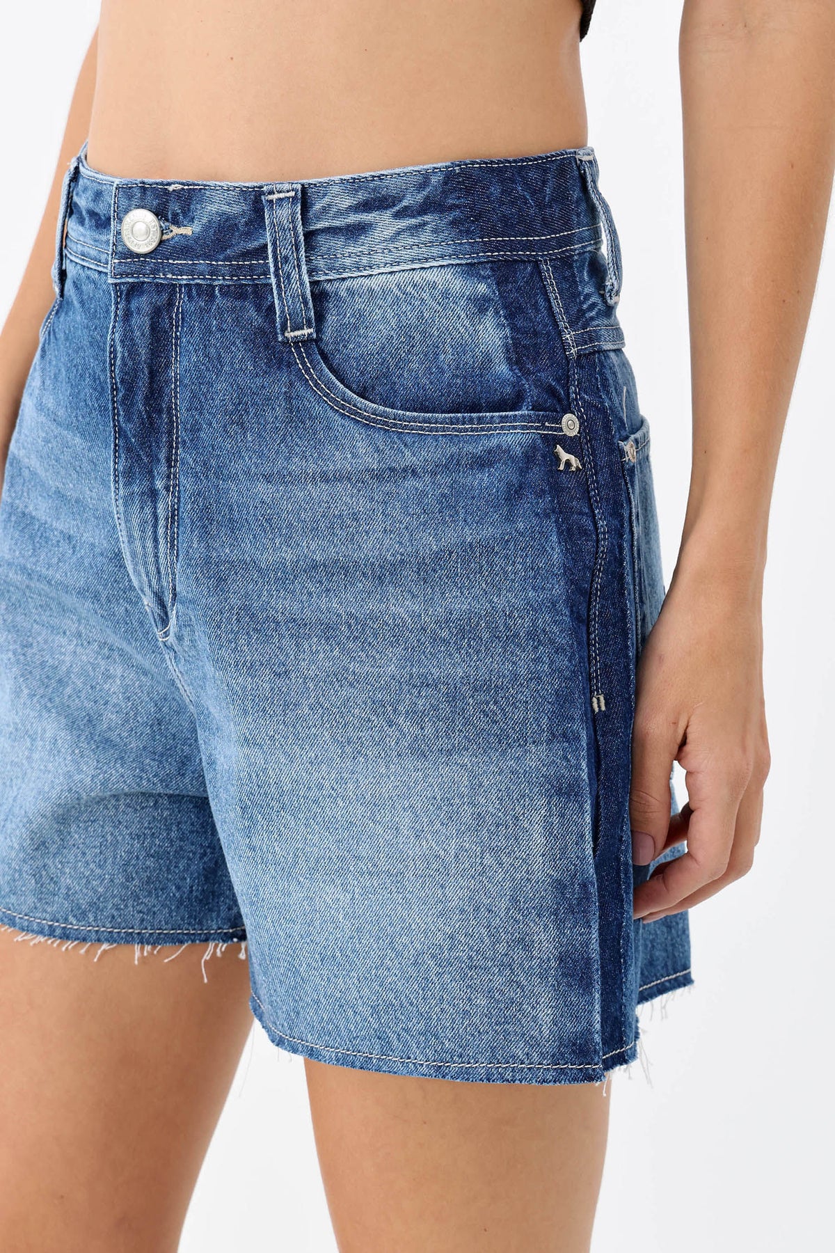 Short Jeans Mom Cintura Alta ACT Feminino Jeans Intermediario