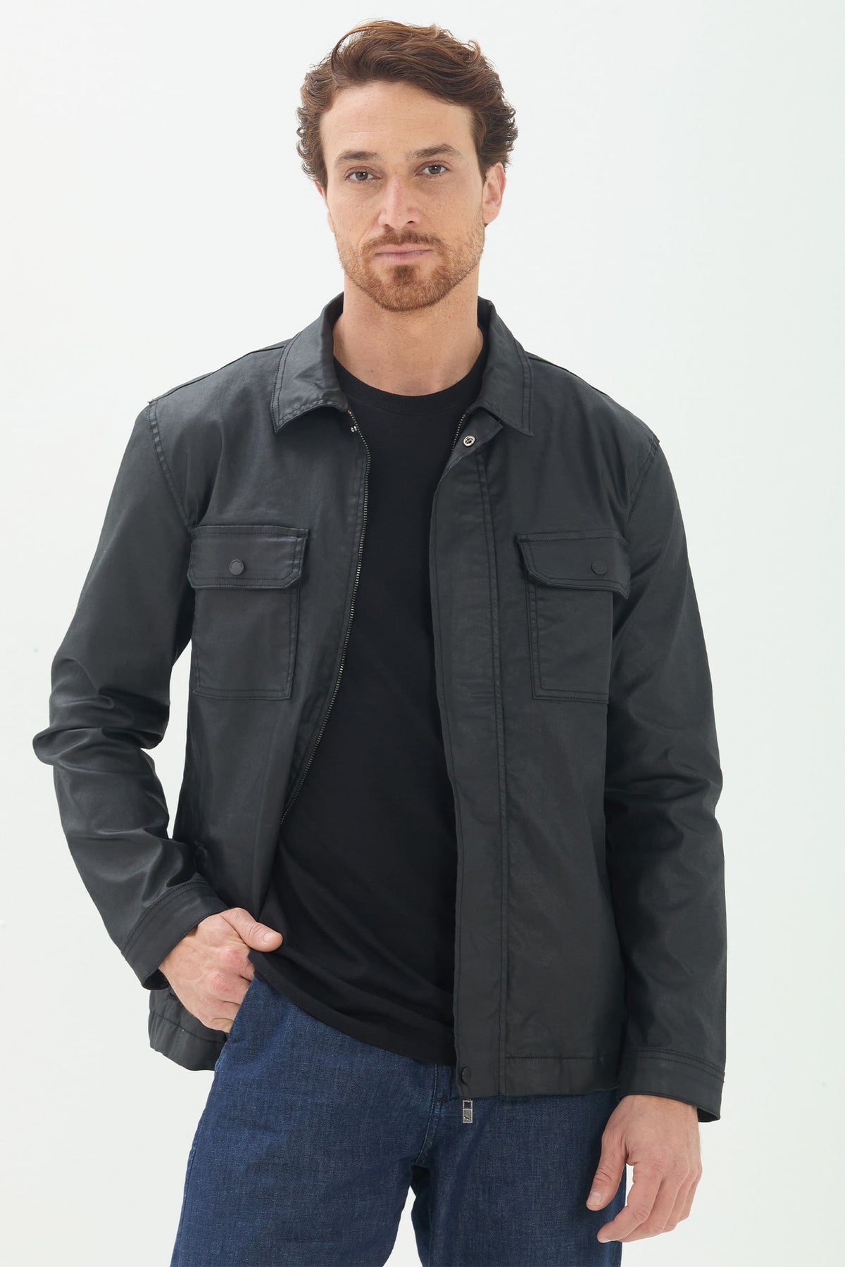 Jaqueta Jeans Casual Masculina Acostamento Preto