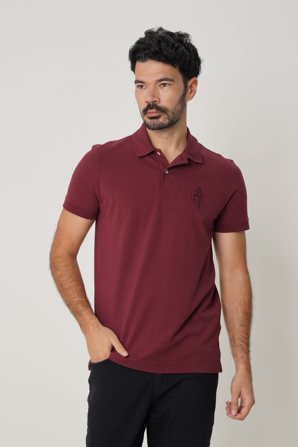 Polo Bordada Básica Masculina Acostamento Barca