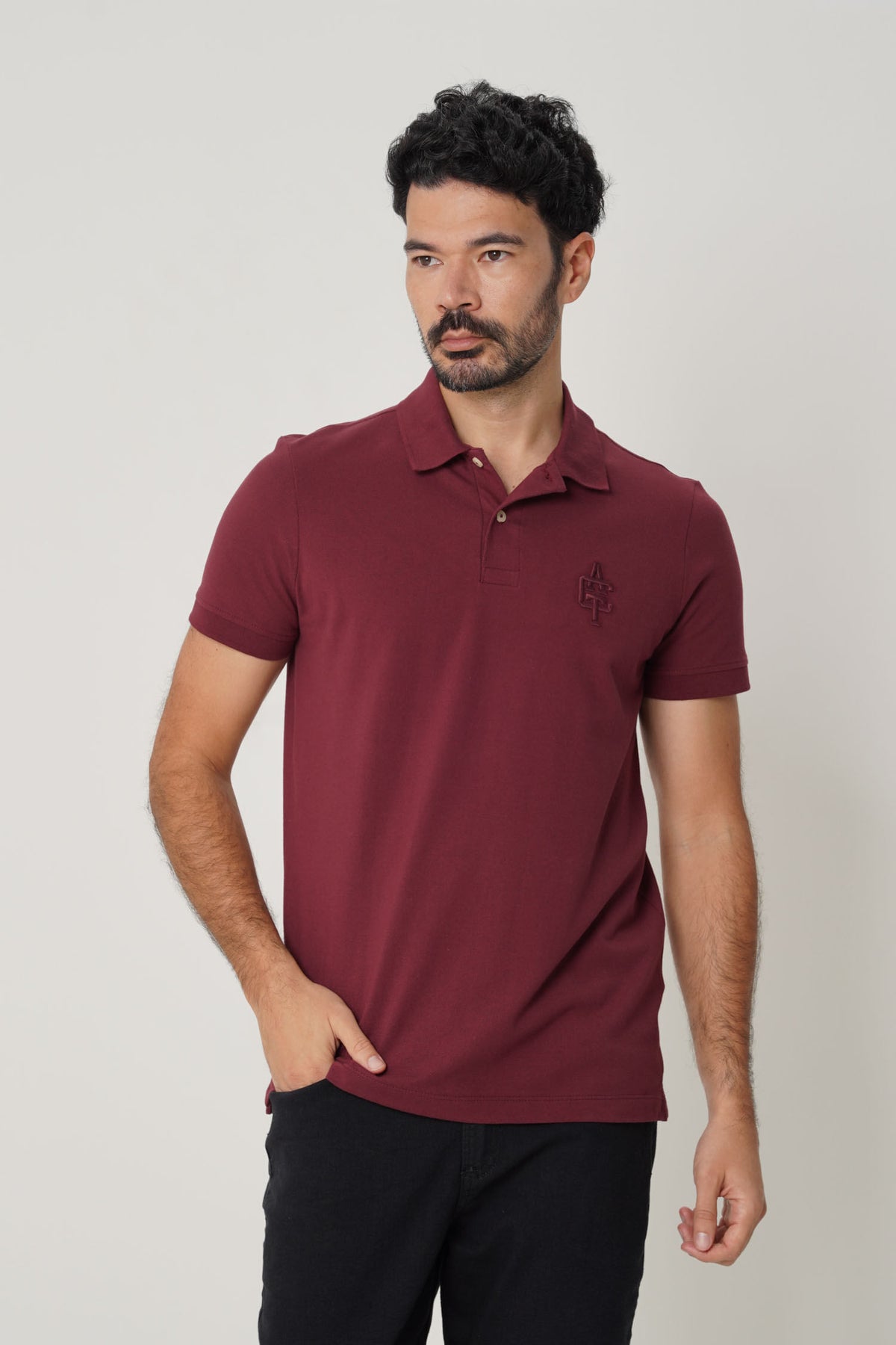 Polo Bordada Básica Masculina Acostamento Barca