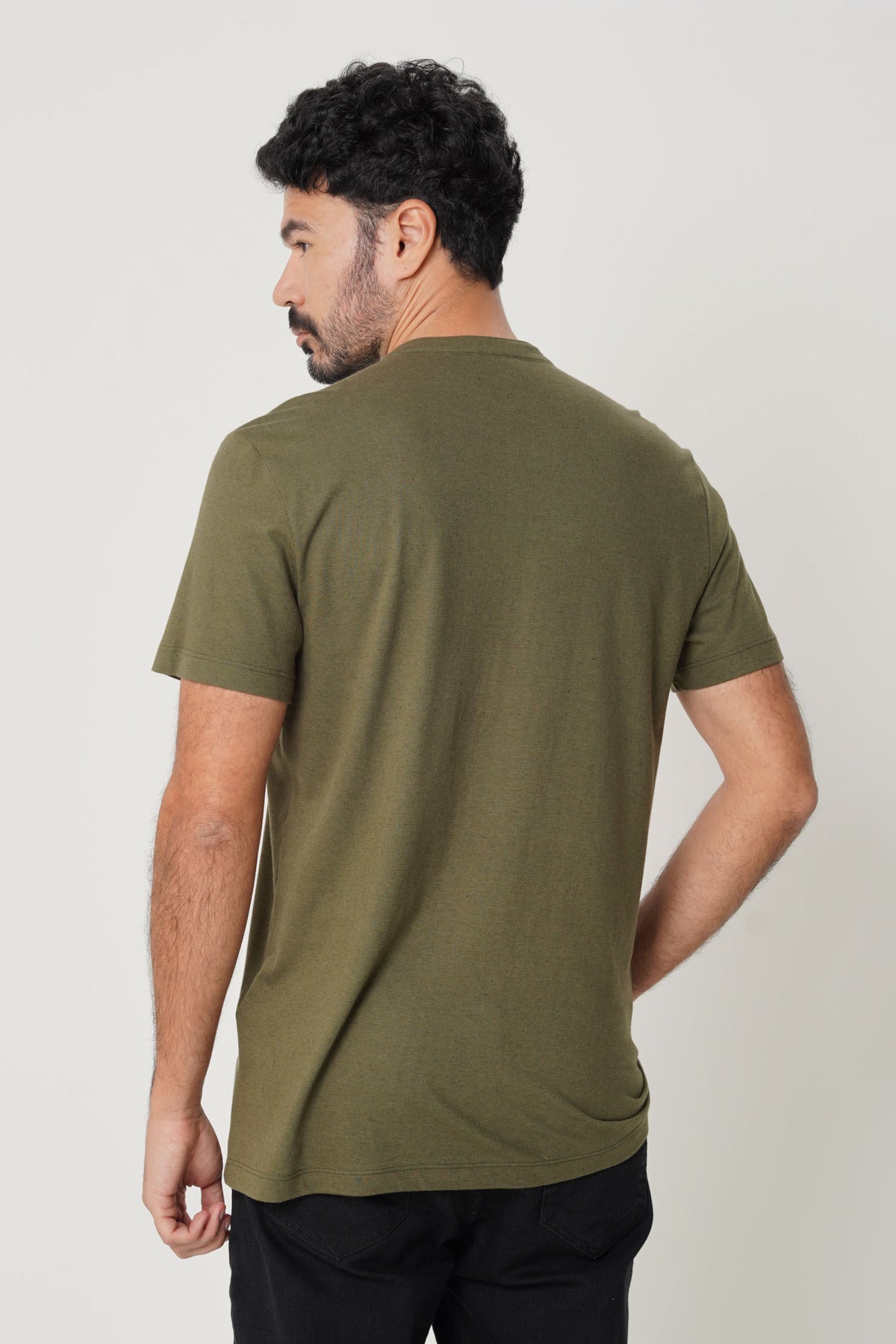 Camiseta Casual Linho Masculina Acostamento Preto