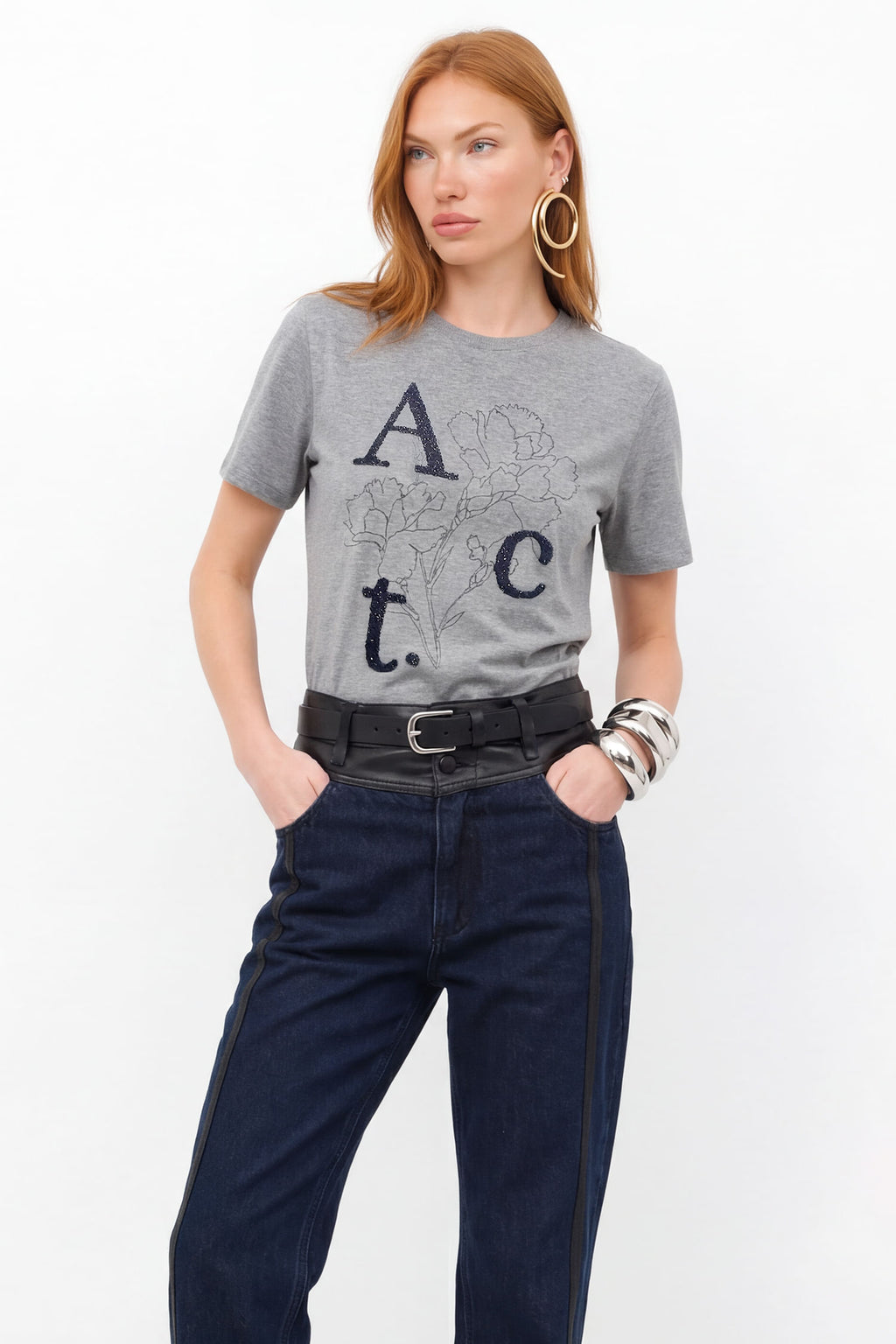 T-Shirt Com Aplicação ACT Feminina Mescla