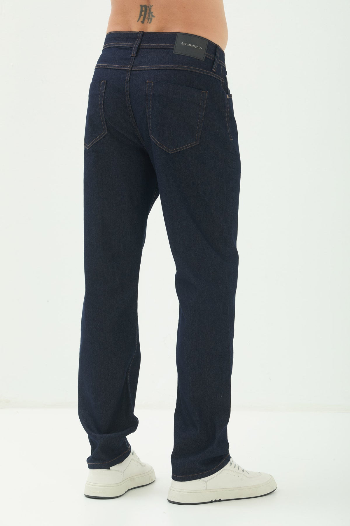Calça Jeans Escuro Regular Masculina Acostamento Jeans Escuro