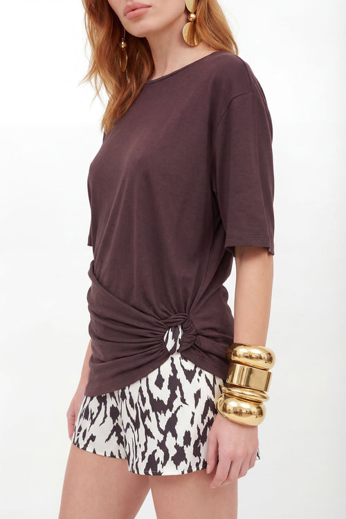 Blusa Com Detalhe Lateral ACT Feminina Deep Brown