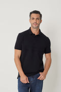 Polo Casual Com Logo Masculina Acostamento Preto