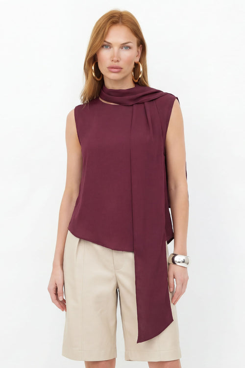 Blusa Com Faixa ACT Feminina Deep Ruby