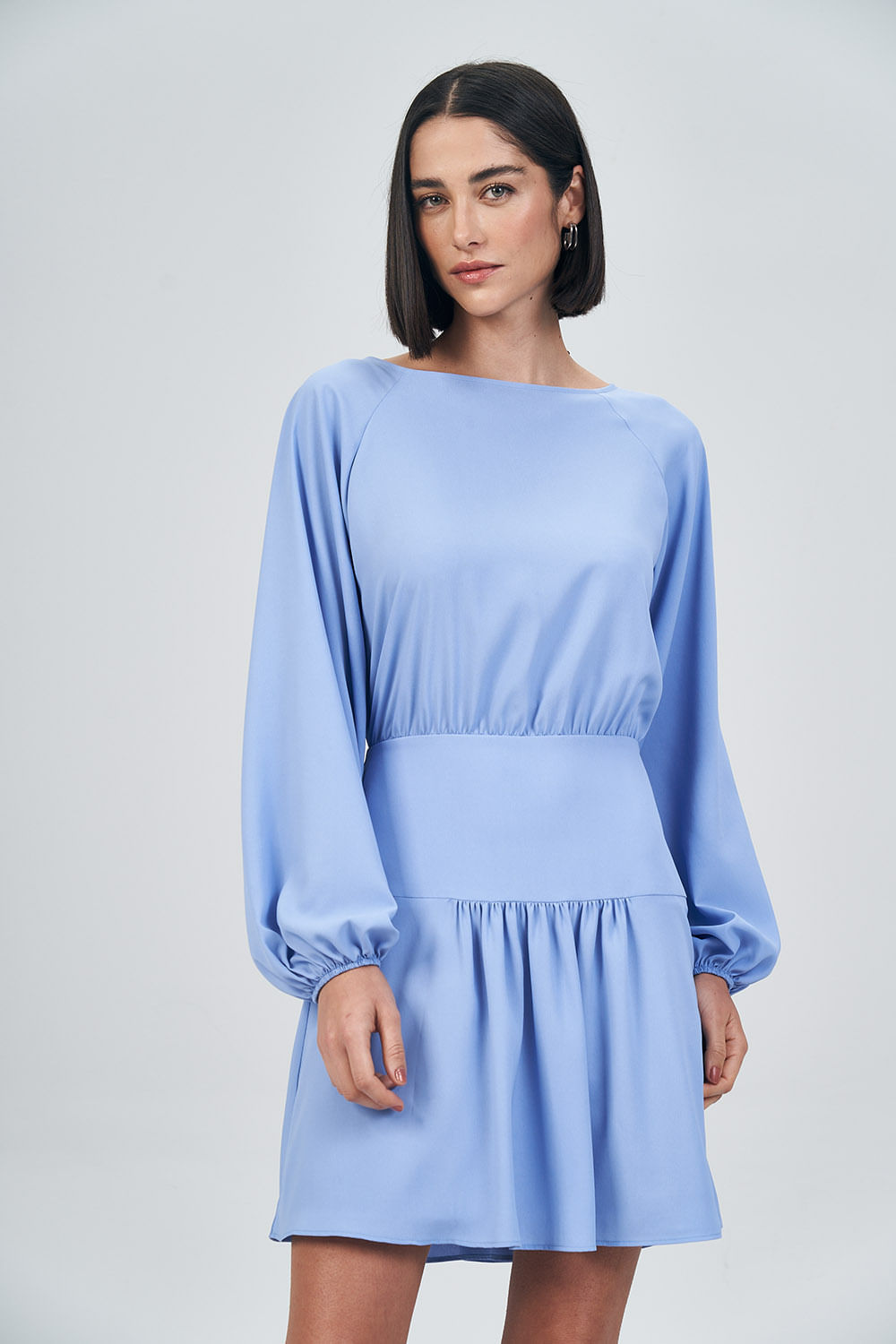 Vestido Manga Longa Bufante Feminino Acostamento Preto
