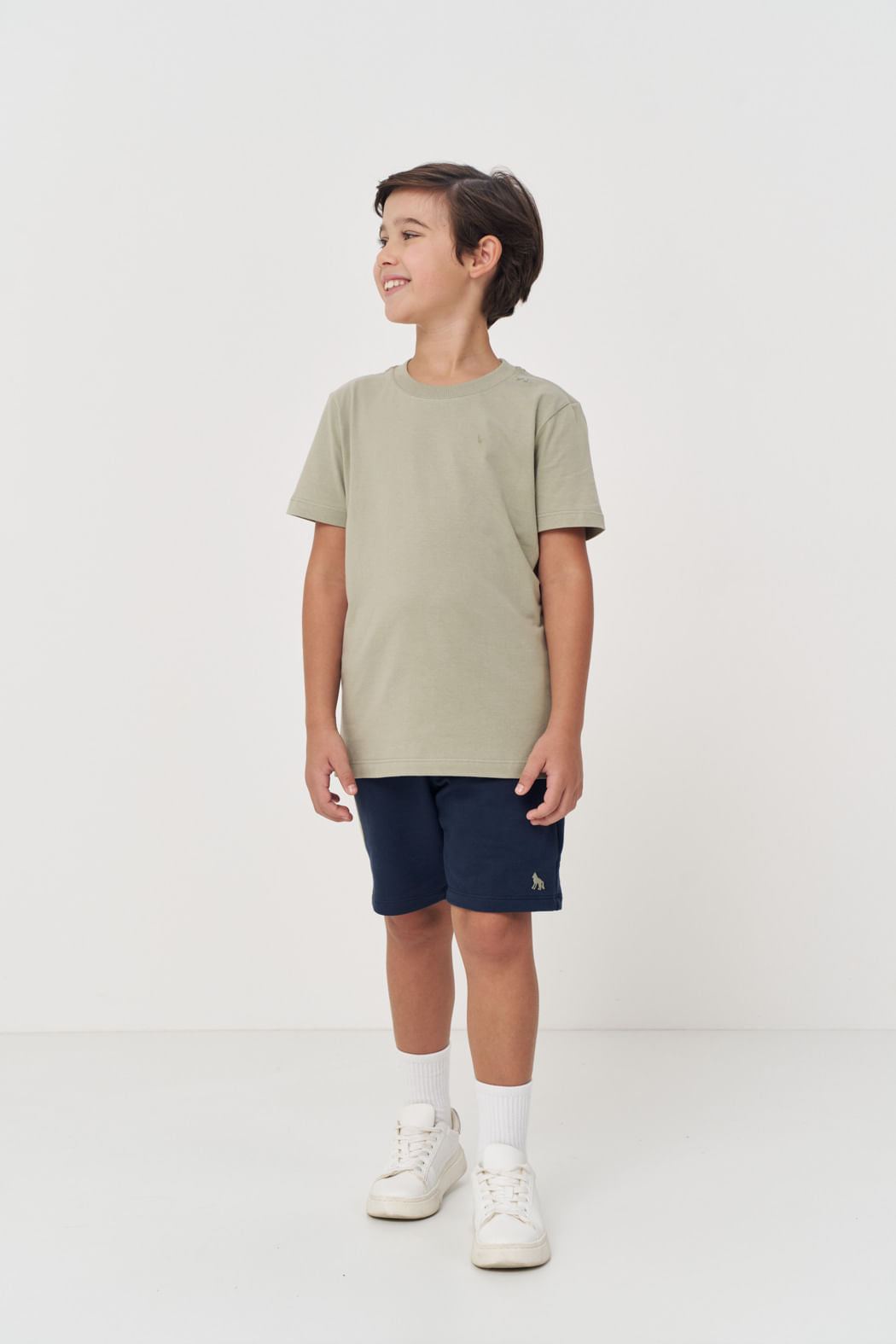 Camiseta Basic Manga Curta Menino Acostamento Nex Verde Salvia