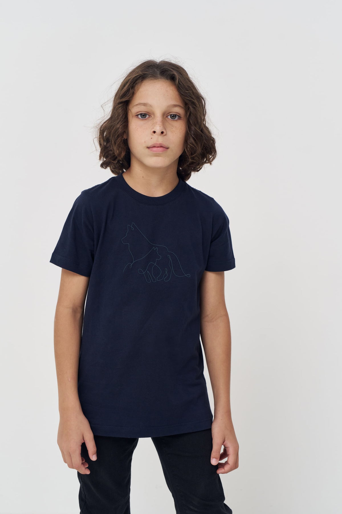 Camiseta Duo Lobo Menino Acostamento Next Marinho