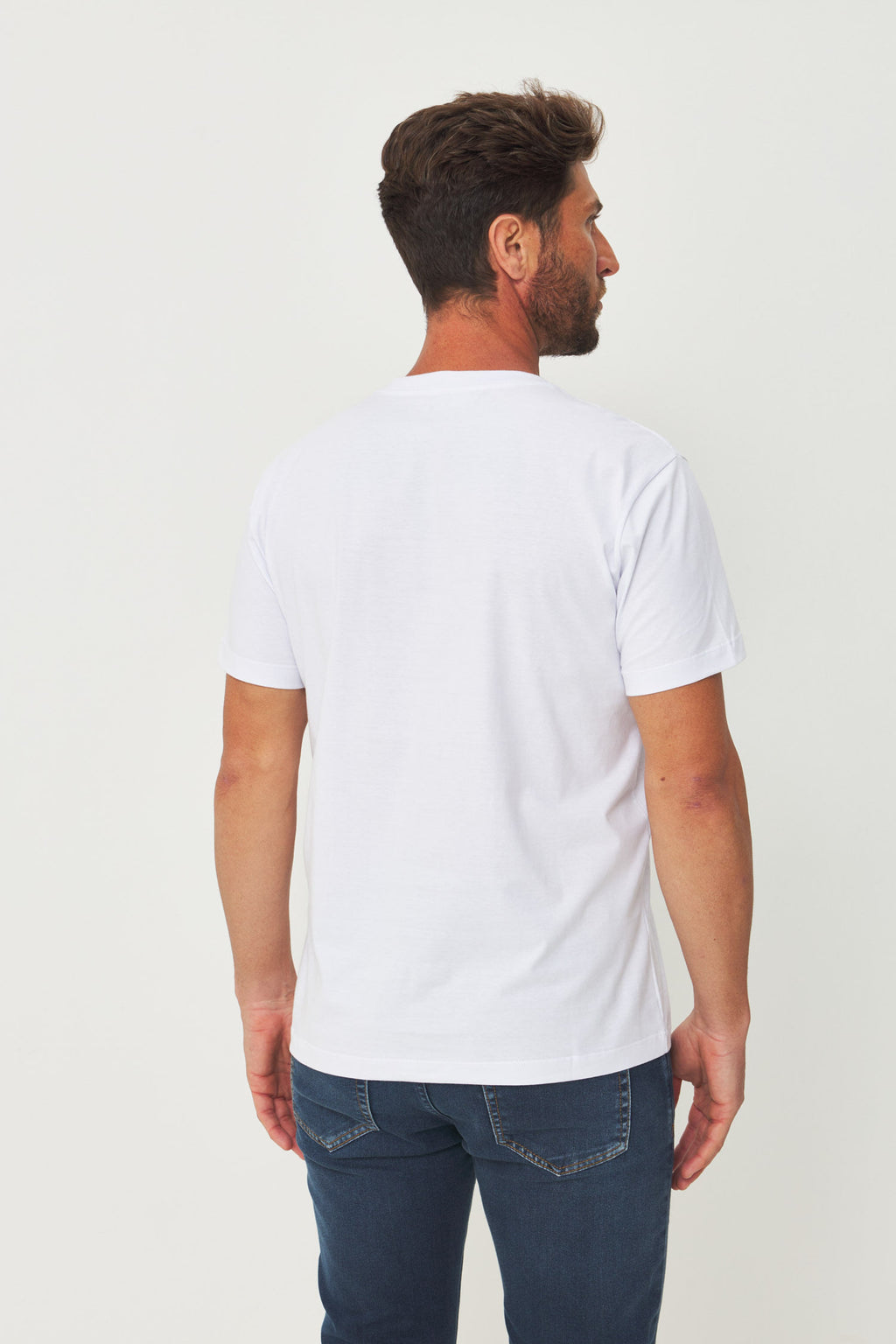 Camiseta Casual Gola V Masculina Acostamento Branco