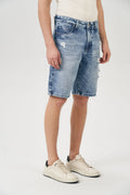 Bermuda Jeans Puído Masculina Acostamento Jeans Claro