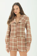 Shorts Tweed  Texturizado ACT Feminino Sepia C/ Sand
