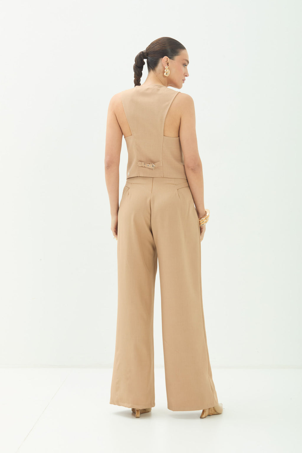 Calça Alfaiataria Com Cinto ACT Feminina Sand