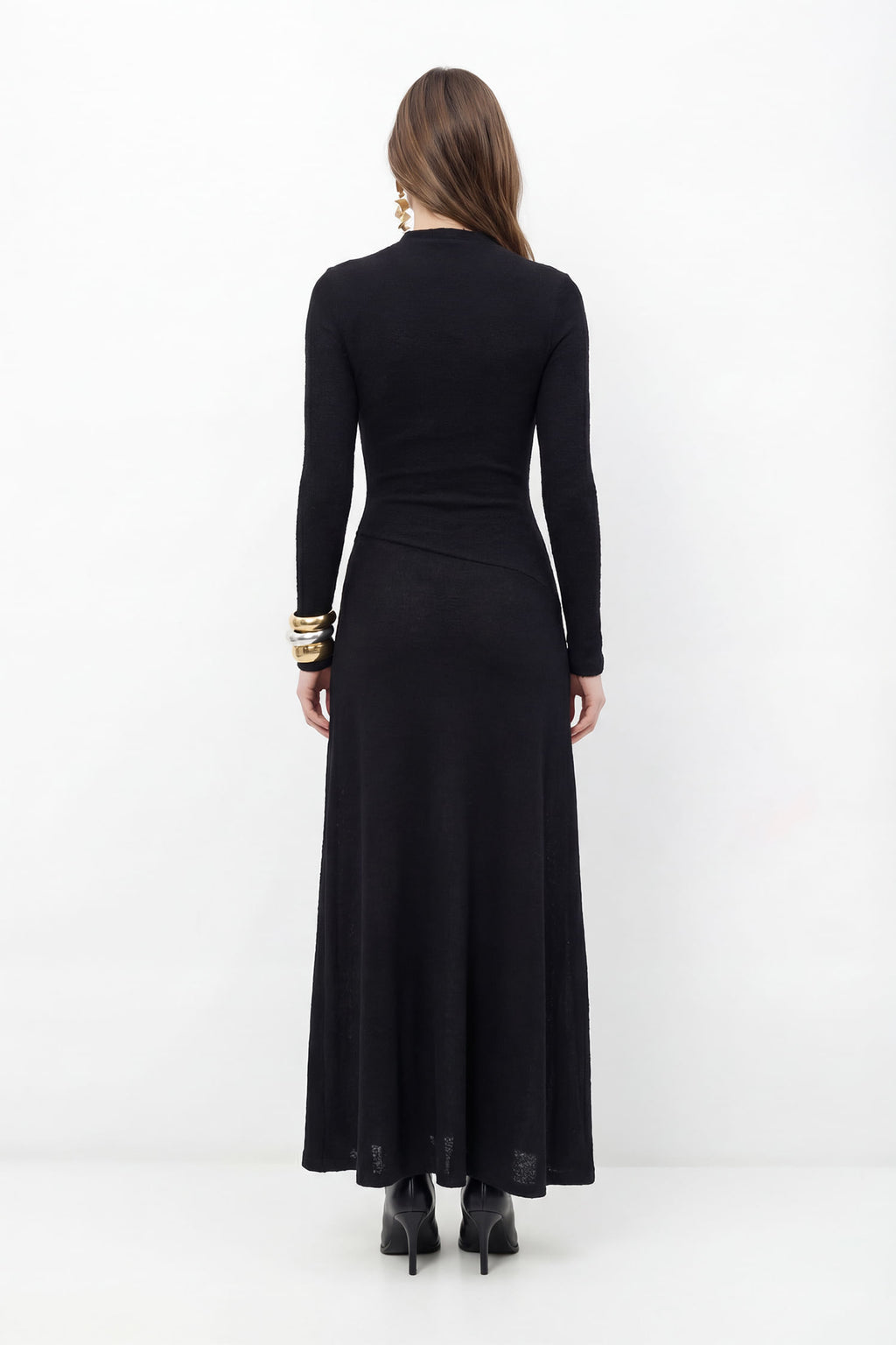 Vestido Manga Longa Com Recorte Assimétrico ACT Feminino Preto