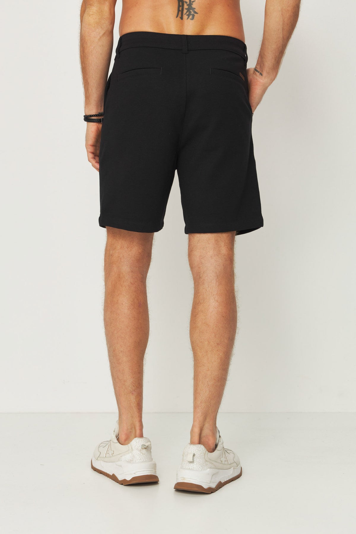Bermuda Casual Malha Masculina Acostamento Preto
