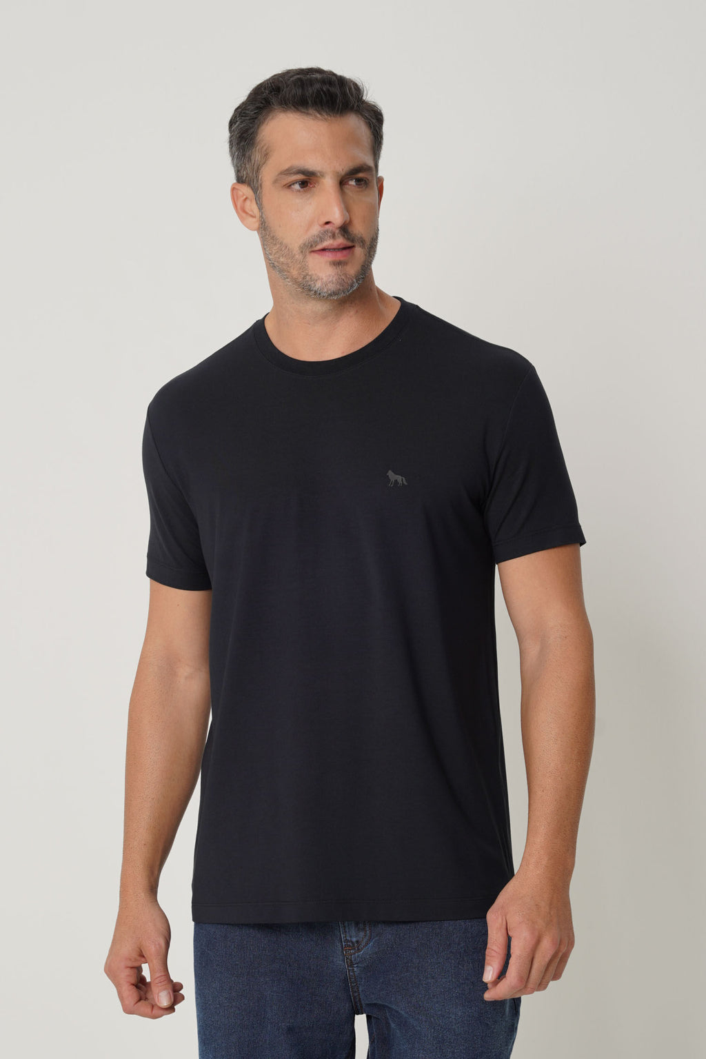 Camiseta Modal Wolf Masculina Acostamento Preto