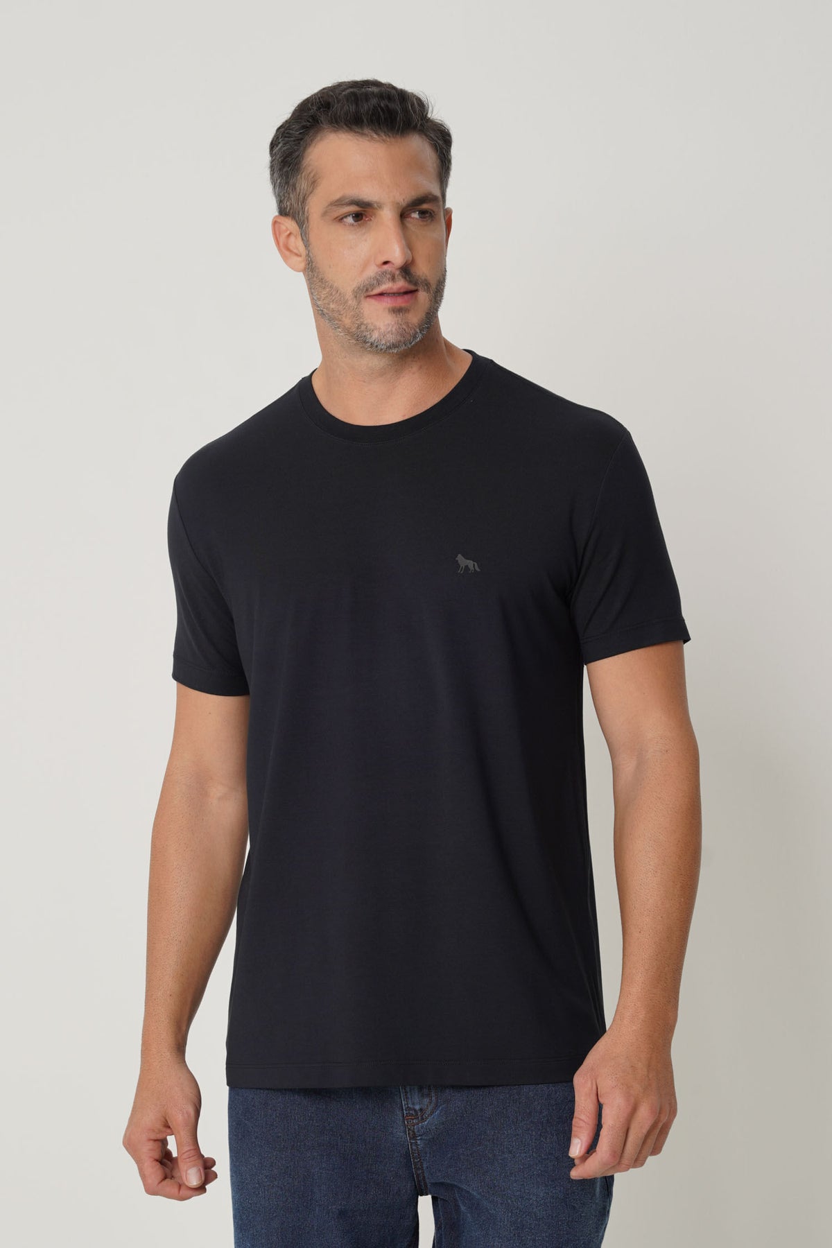 Camiseta Modal Wolf Masculina Acostamento Preto