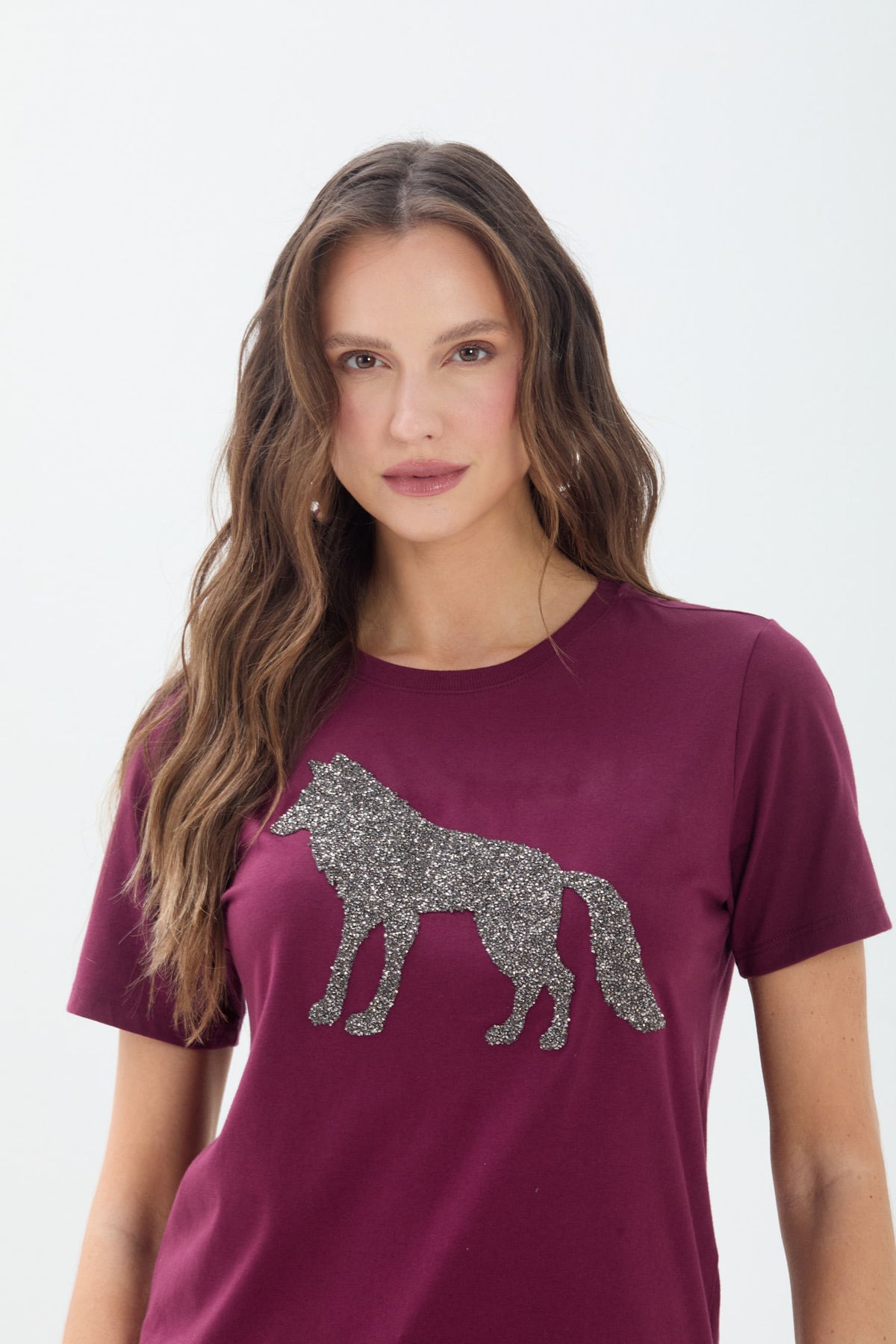 T-Shirt Lobo Shine ACT Feminina Deep Ruby