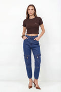 Calça Jeans Cargo Mom ACT Feminina Jeans Intermediario