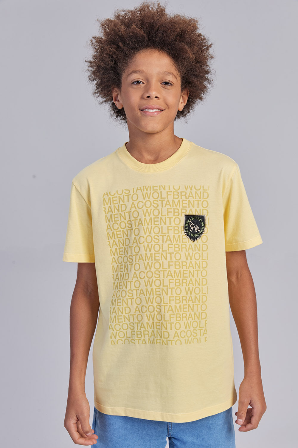 Camiseta The Wolf Menino Acostamento Next Amarelo Solar